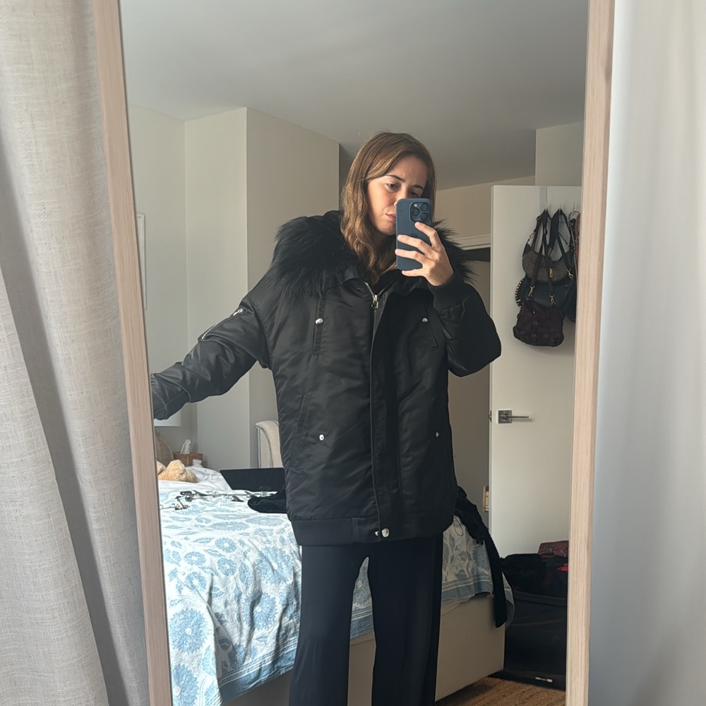 Maje coat with fur interior